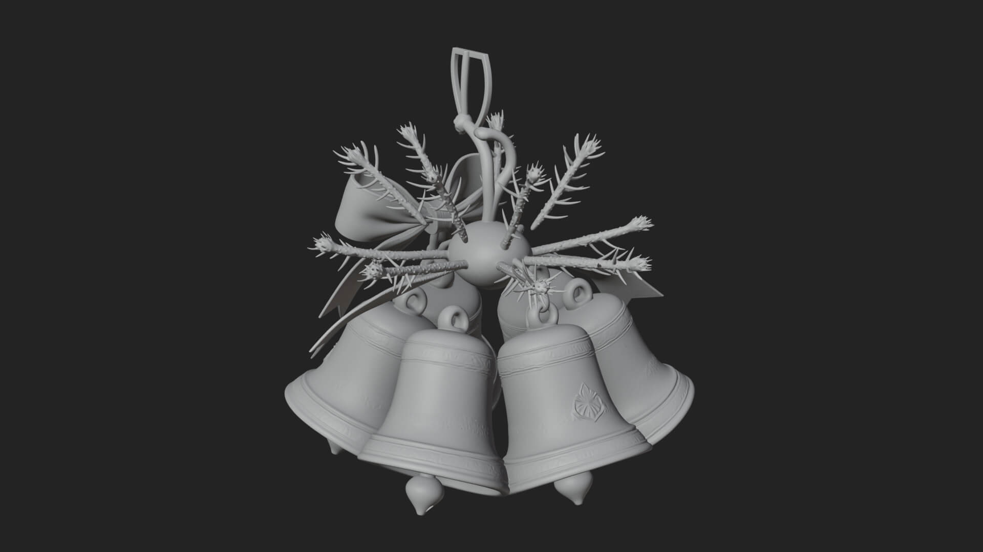 Golden Christmas Bells Ornament Design 6 3D Print Model 3D Model