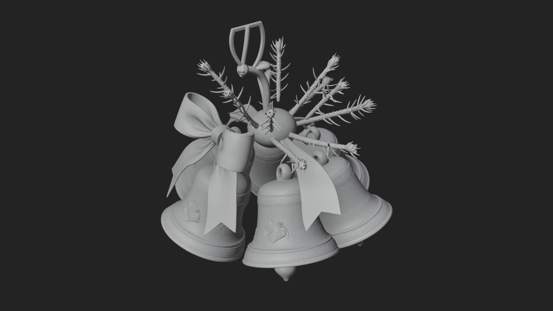 Golden Christmas Bells Ornament Design 6 3D Print Model 3D Model