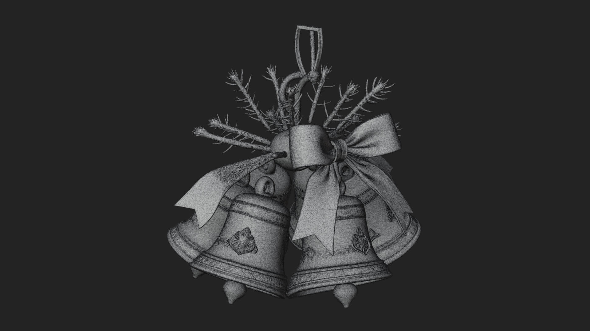 Golden Christmas Bells Ornament Design 6 3D Print Model 3D Model