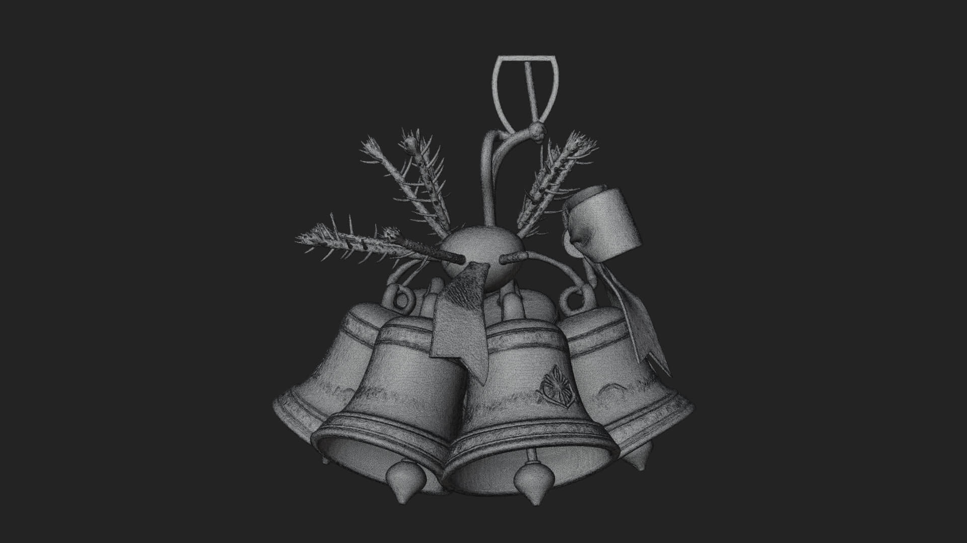 Golden Christmas Bells Ornament Design 6 3D Print Model 3D Model