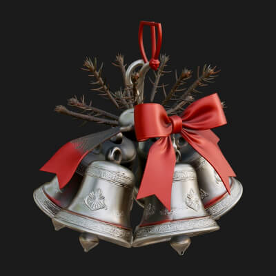 Golden Christmas Bells Ornament Design 6 3D Print Model