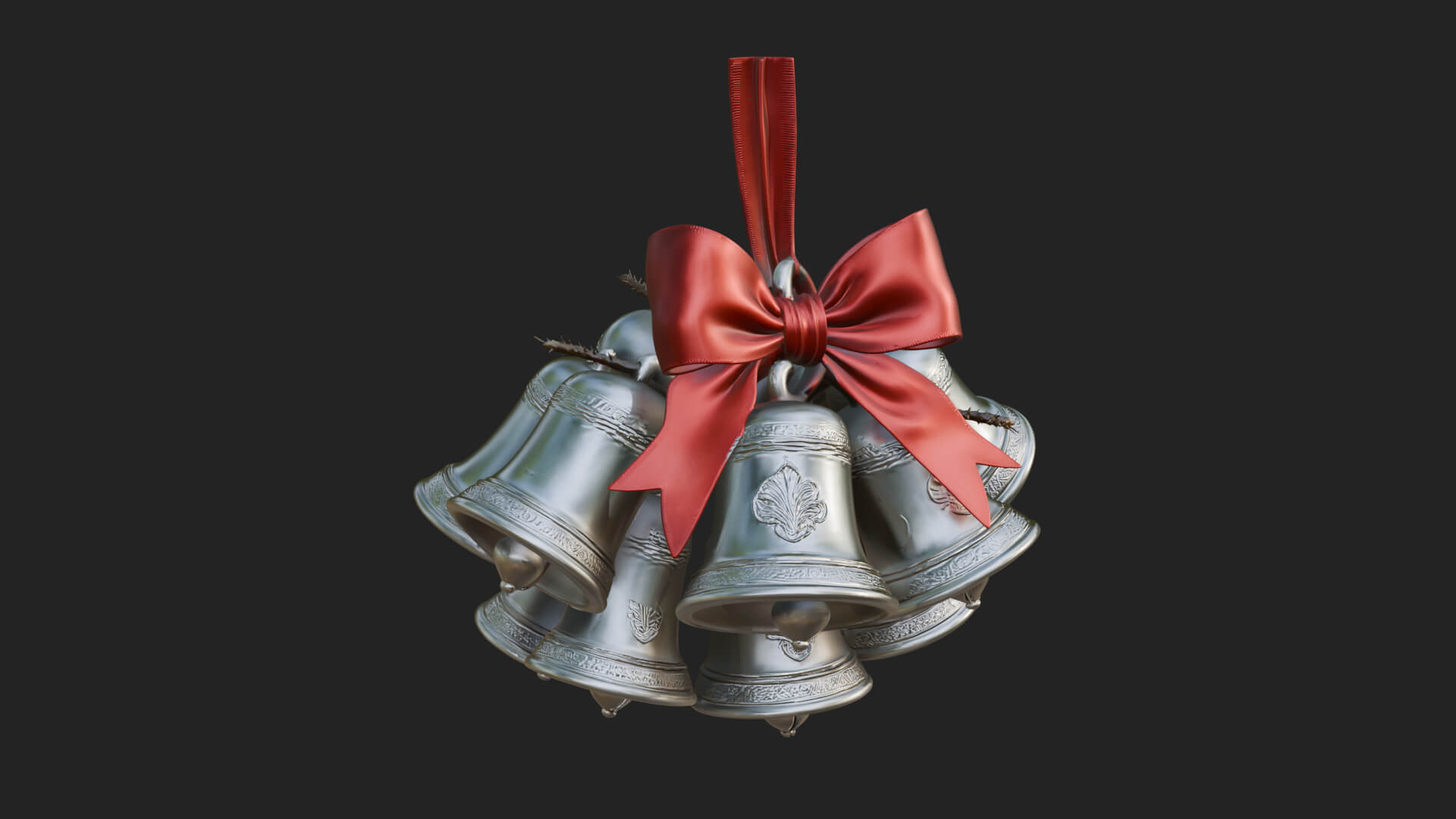 Golden Christmas Bells Ornament Design 7 3D Print Model 3D Model