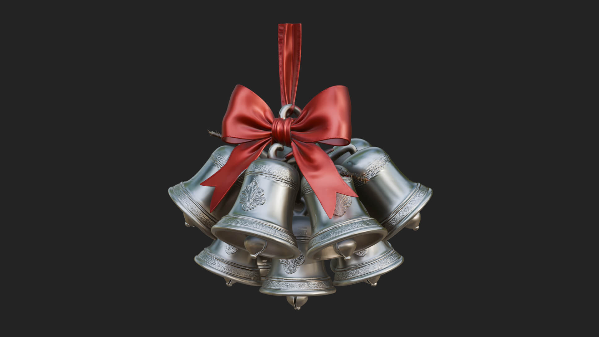 Golden Christmas Bells Ornament Design 7 3D Print Model 3D Model