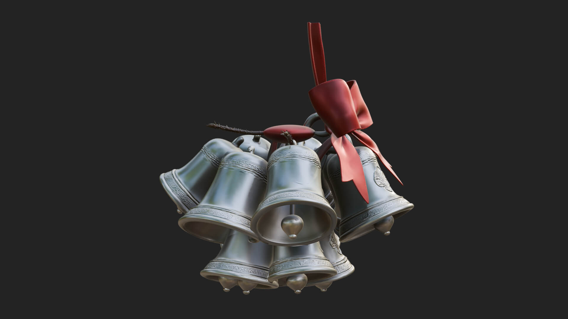 Golden Christmas Bells Ornament Design 7 3D Print Model 3D Model