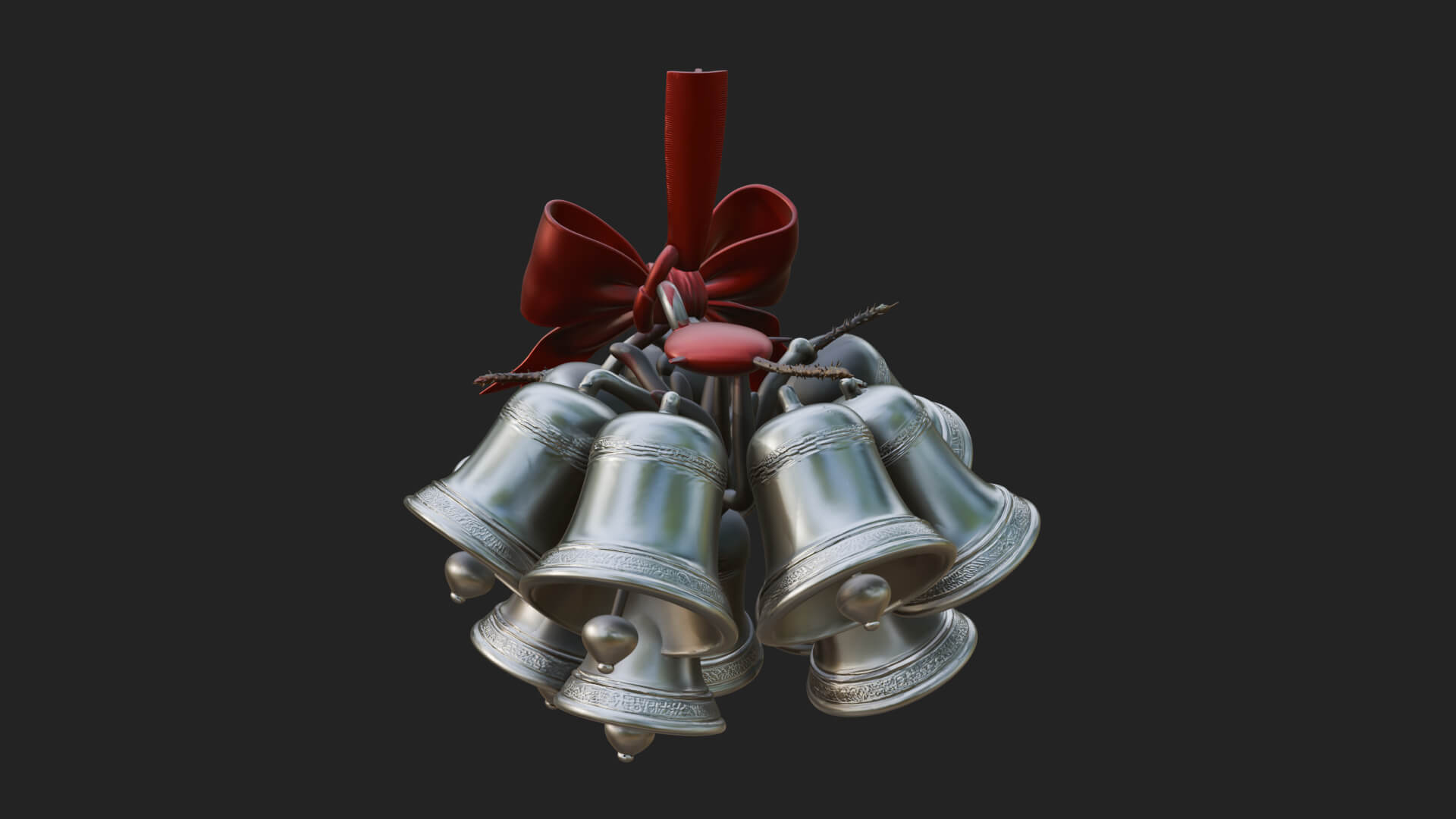 Golden Christmas Bells Ornament Design 7 3D Print Model 3D Model