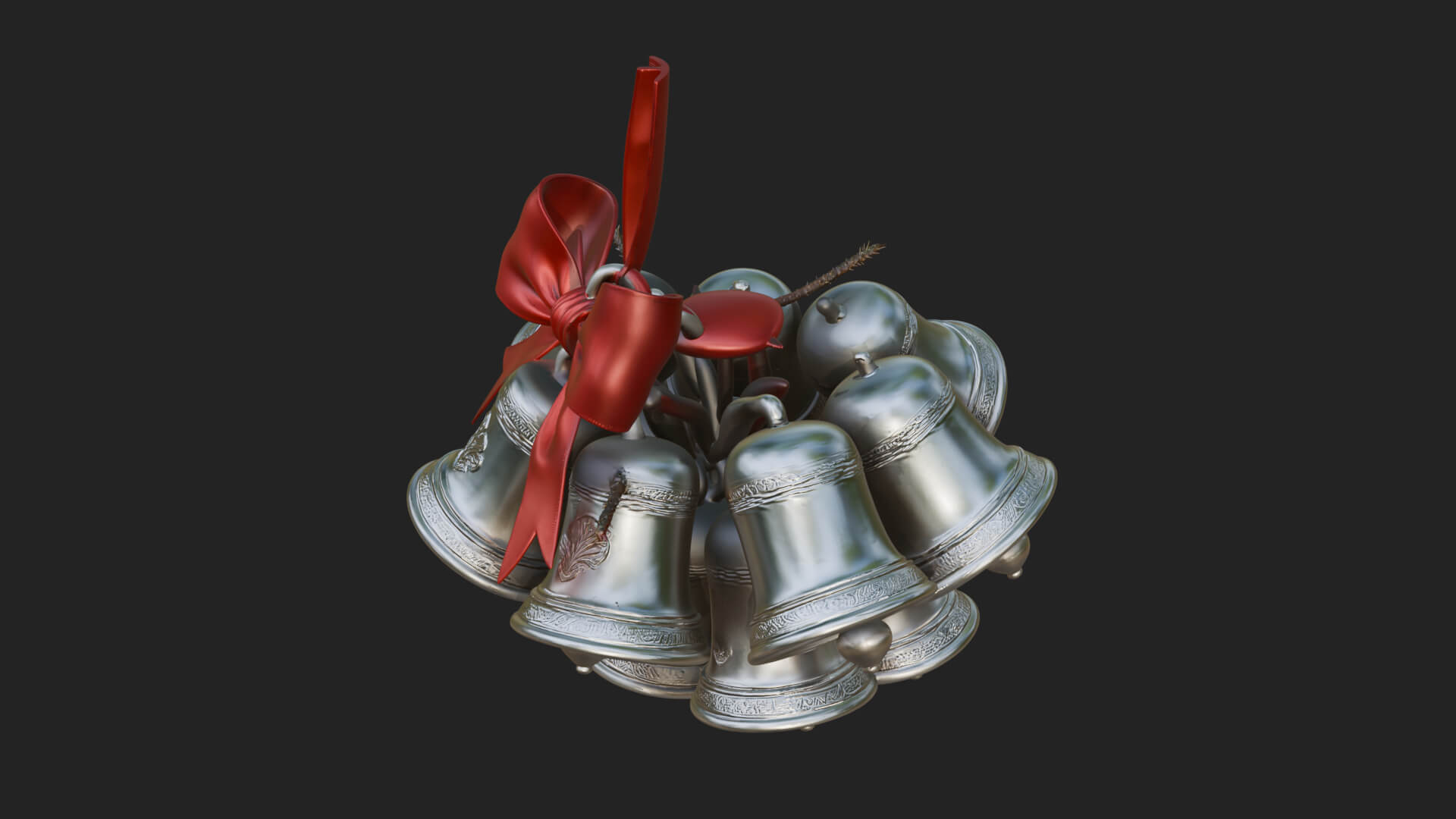 Golden Christmas Bells Ornament Design 7 3D Print Model 3D Model
