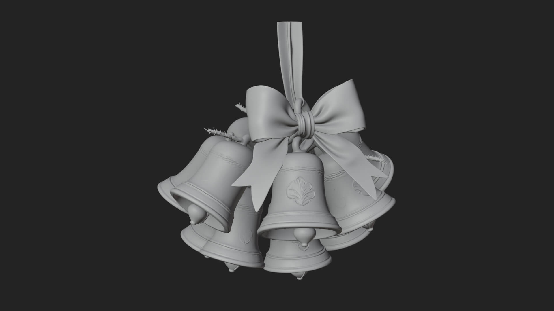 Golden Christmas Bells Ornament Design 7 3D Print Model 3D Model