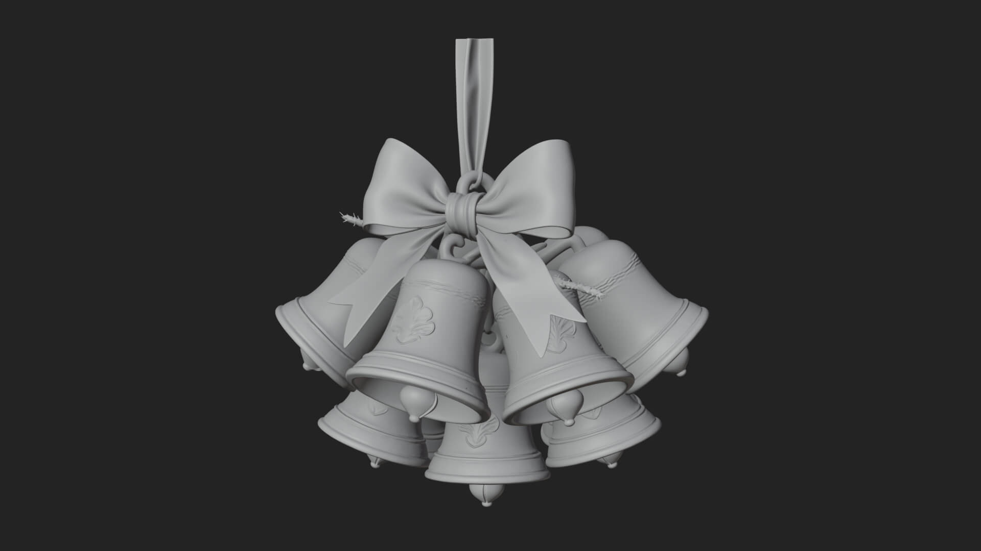 Golden Christmas Bells Ornament Design 7 3D Print Model 3D Model
