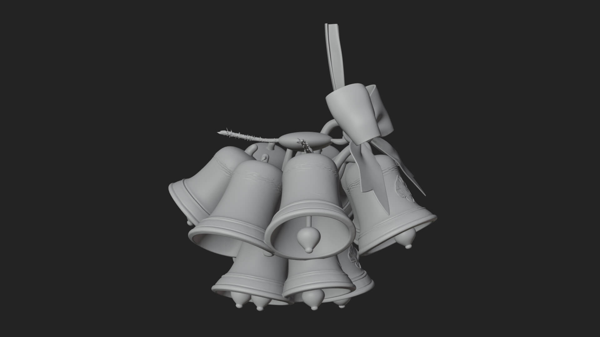 Golden Christmas Bells Ornament Design 7 3D Print Model 3D Model