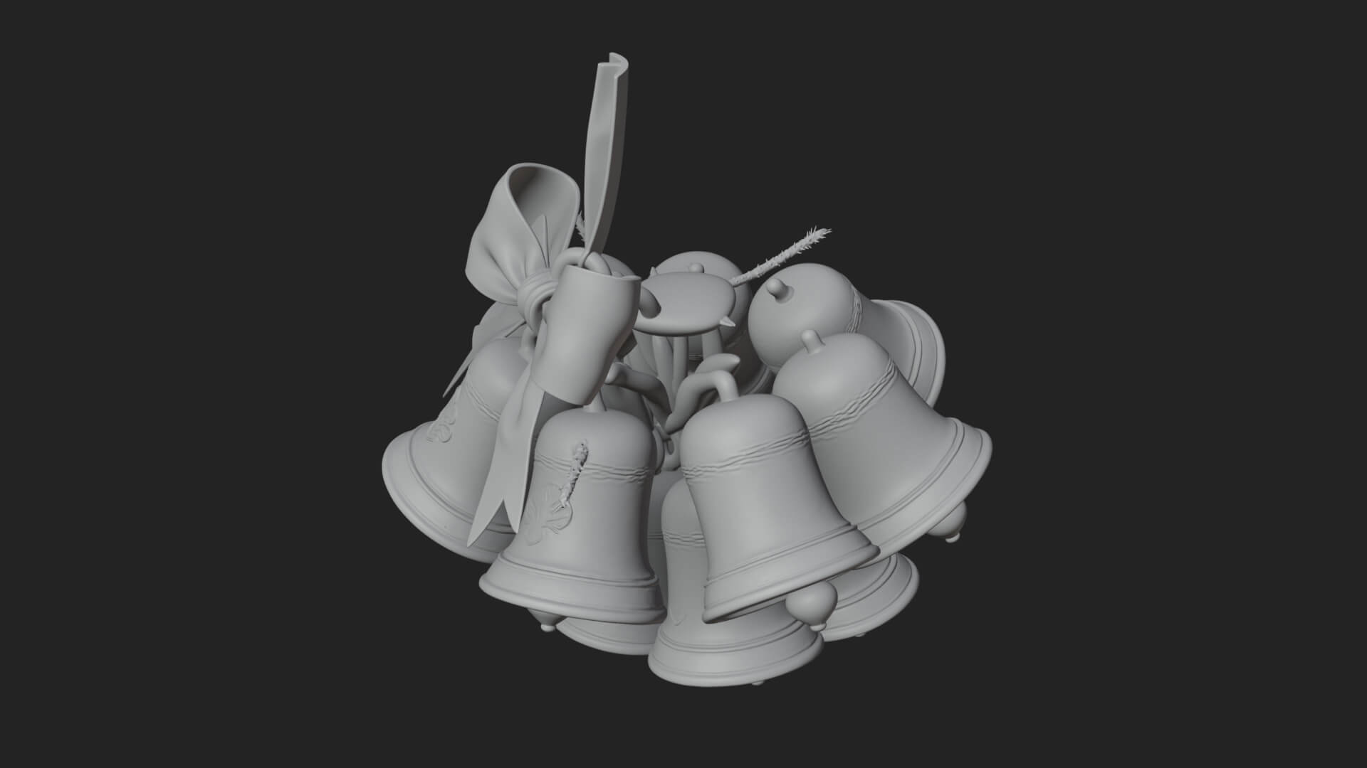 Golden Christmas Bells Ornament Design 7 3D Print Model 3D Model