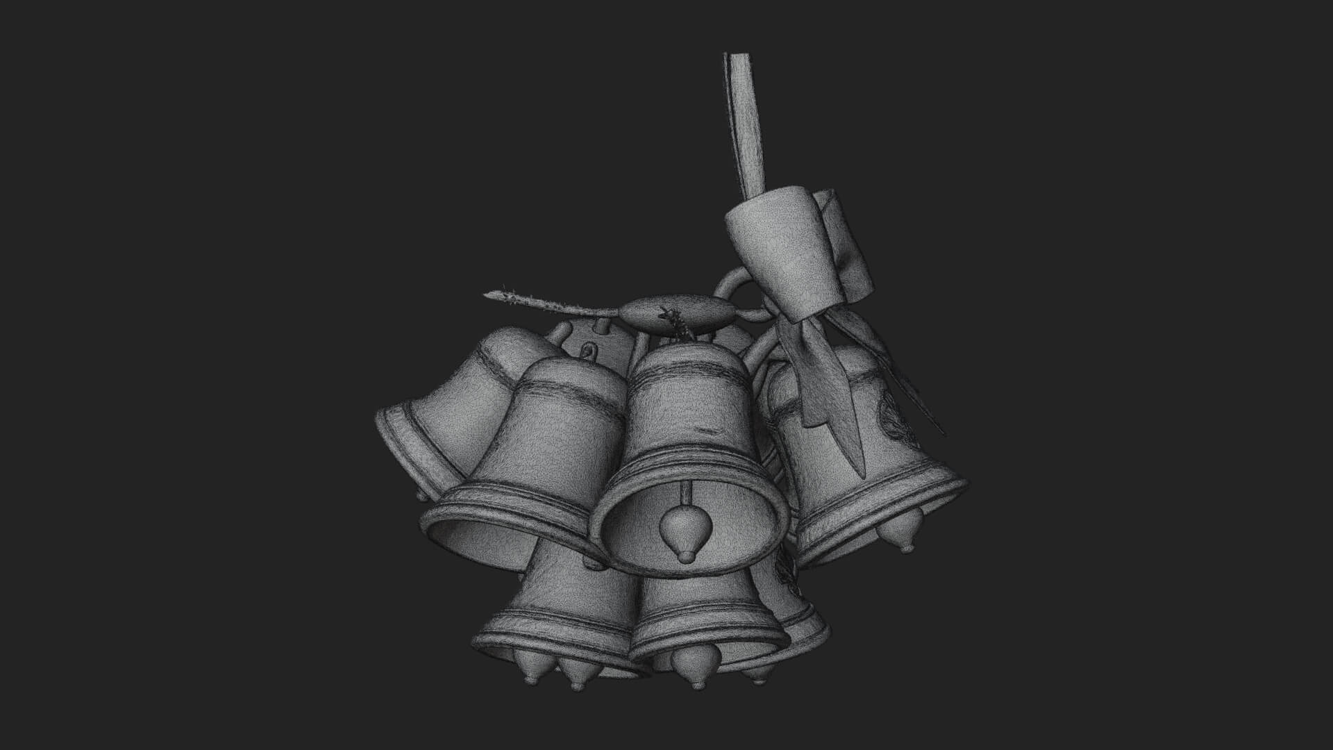 Golden Christmas Bells Ornament Design 7 3D Print Model 3D Model