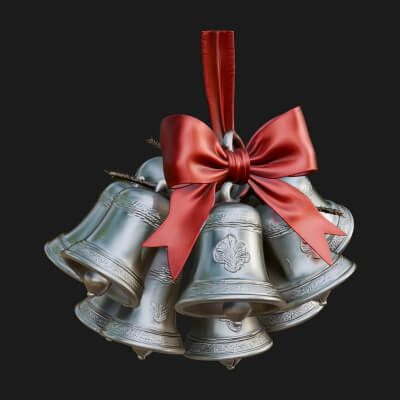 Golden Christmas Bells Ornament Design 7 3D Print Model