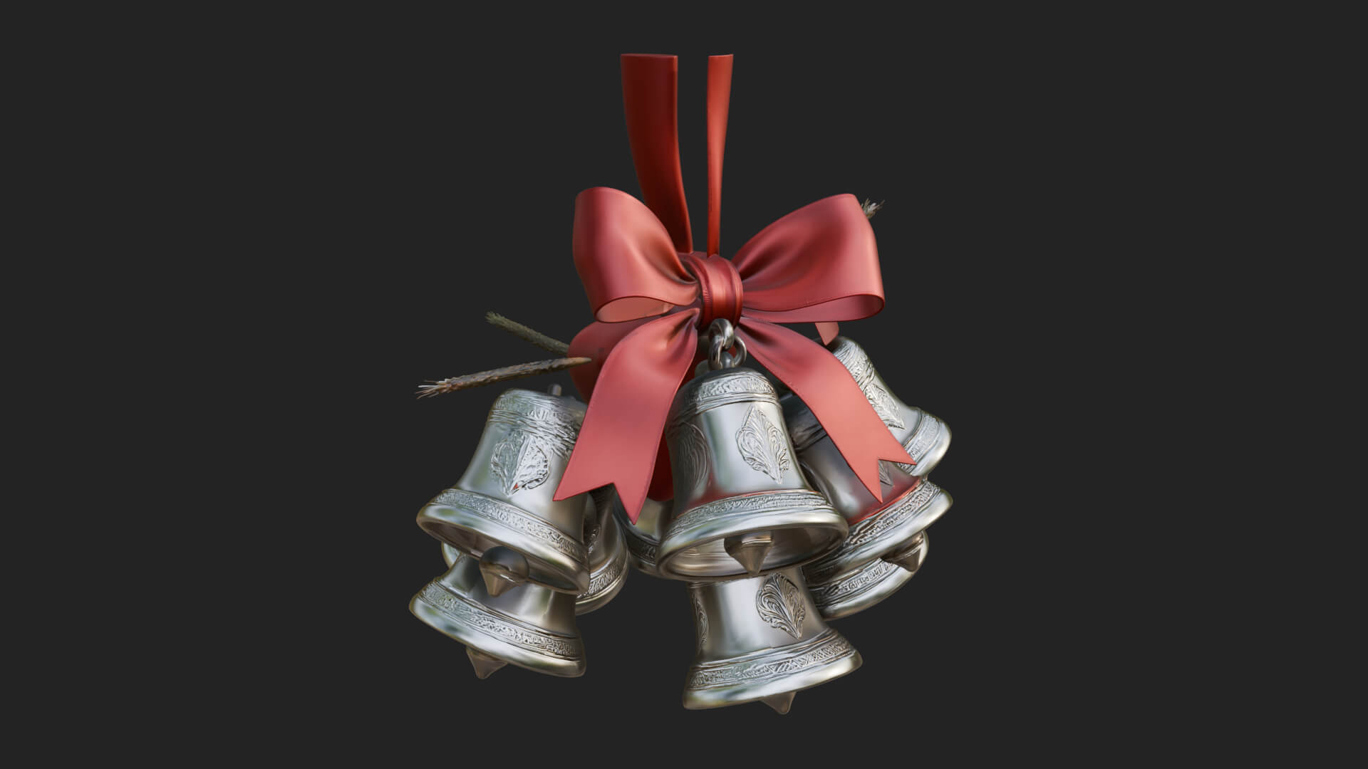 Golden Christmas Bells Ornament Design 8 3D Print Model 3D Model