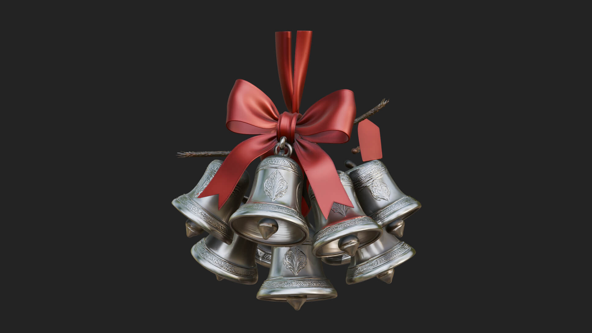 Golden Christmas Bells Ornament Design 8 3D Print Model 3D Model