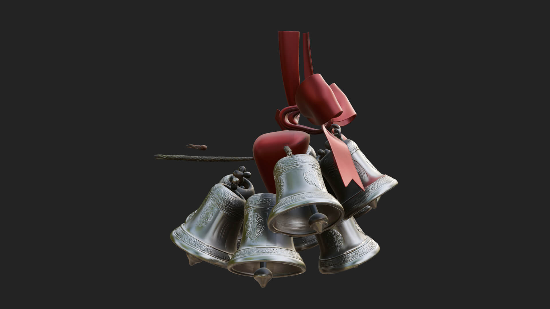 Golden Christmas Bells Ornament Design 8 3D Print Model 3D Model