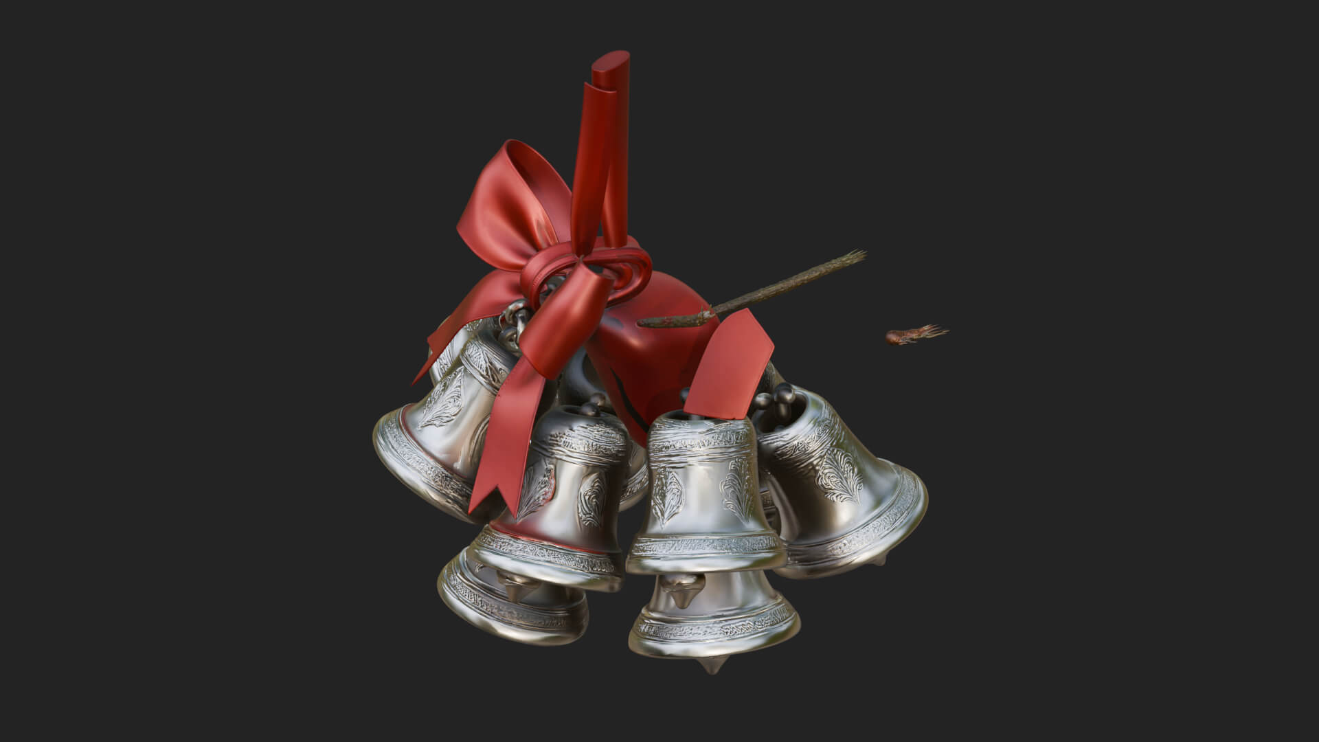 Golden Christmas Bells Ornament Design 8 3D Print Model 3D Model