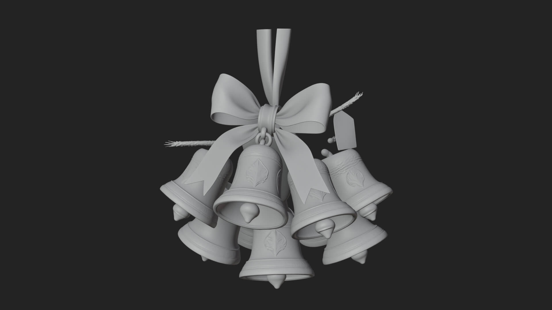 Golden Christmas Bells Ornament Design 8 3D Print Model 3D Model