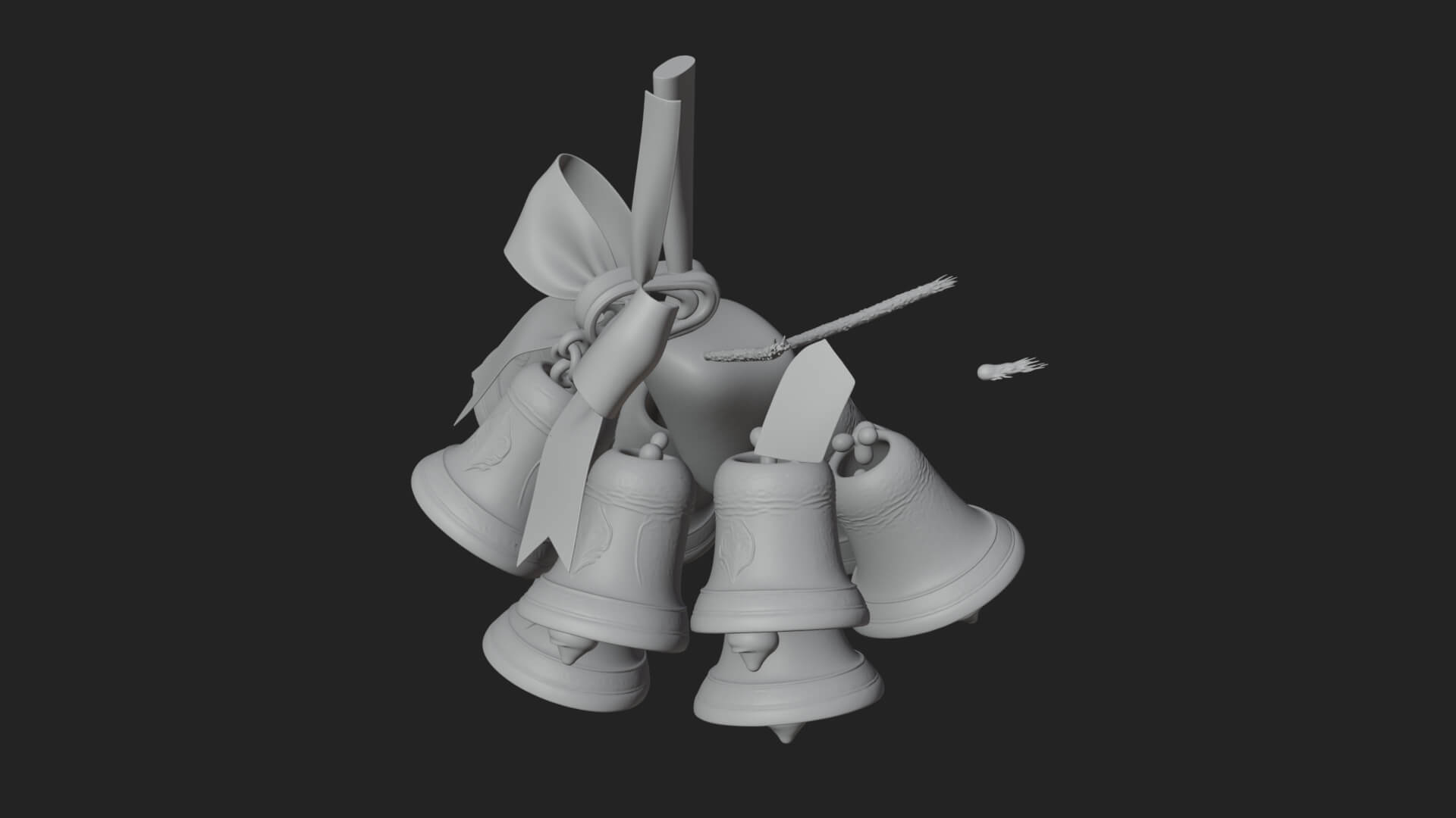 Golden Christmas Bells Ornament Design 8 3D Print Model 3D Model