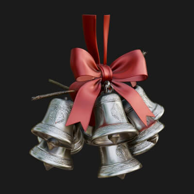 Golden Christmas Bells Ornament Design 8 3D Print Model