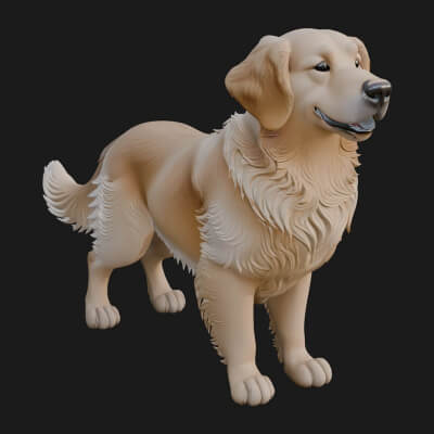 Golden Retriever Dog Statue Design 5 3D Print Model