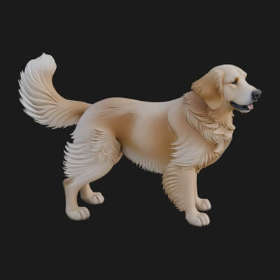 Golden Retriever Dog Statue Design 6 3D Print Model