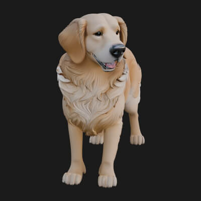 Golden Retriever Dog Statue Design 7 3D Print Model