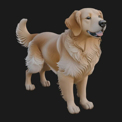 Golden Retriever Dog Statue Design 8 3D Print Model