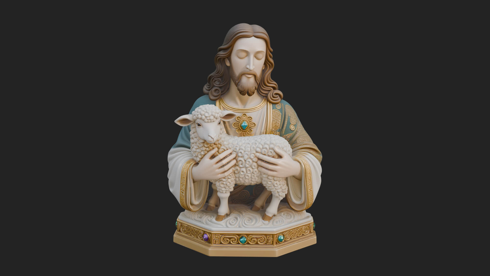 Good Shepherd Lamb Bust Statue Design 1 3D Print Model 3D Model
