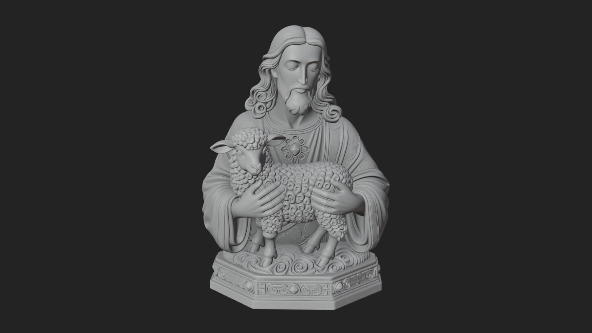 Good Shepherd Lamb Bust Statue Design 1 3D Print Model 3D Model