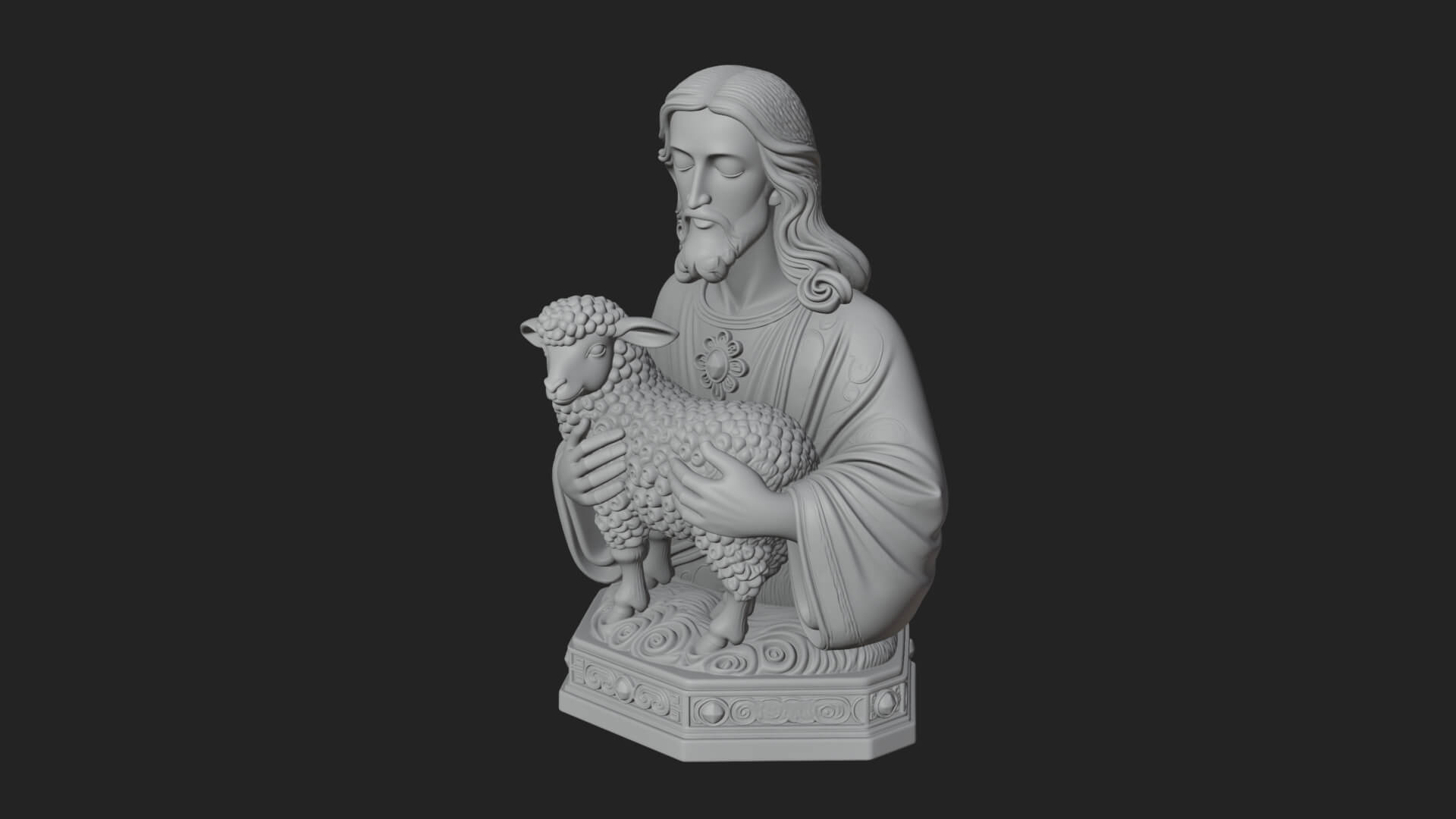 Good Shepherd Lamb Bust Statue Design 1 3D Print Model 3D Model