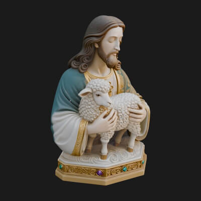 Good Shepherd Lamb Bust Statue Design 1 3D Print Model