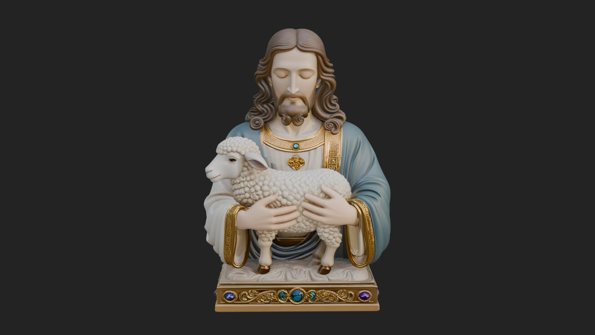 Good Shepherd Lamb Bust Statue Design 2 3D Print Model 3D Model