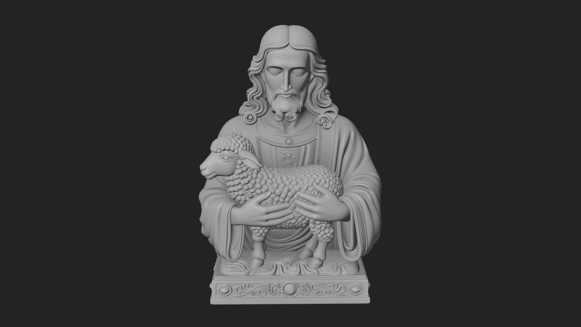 Good Shepherd Lamb Bust Statue Design 2 3D Print Model 3D Model