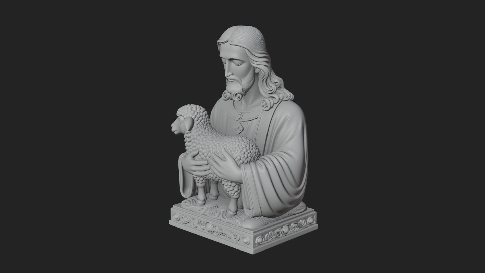 Good Shepherd Lamb Bust Statue Design 2 3D Print Model 3D Model