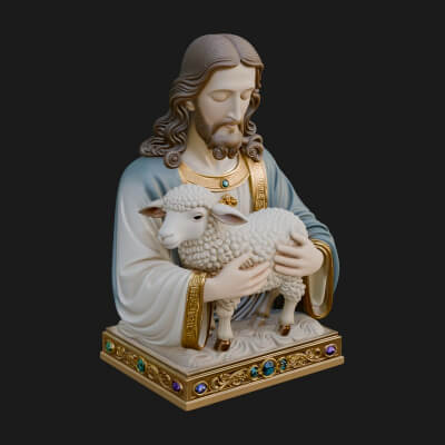 Good Shepherd Lamb Bust Statue Design 2 3D Print Model