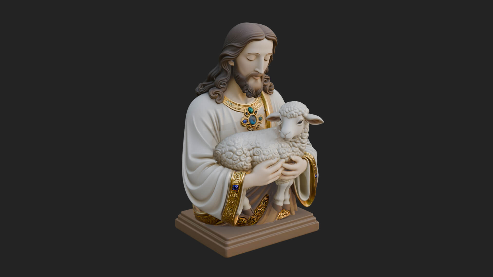 Good Shepherd Lamb Bust Statue Design 3 3D Print Model 3D Model