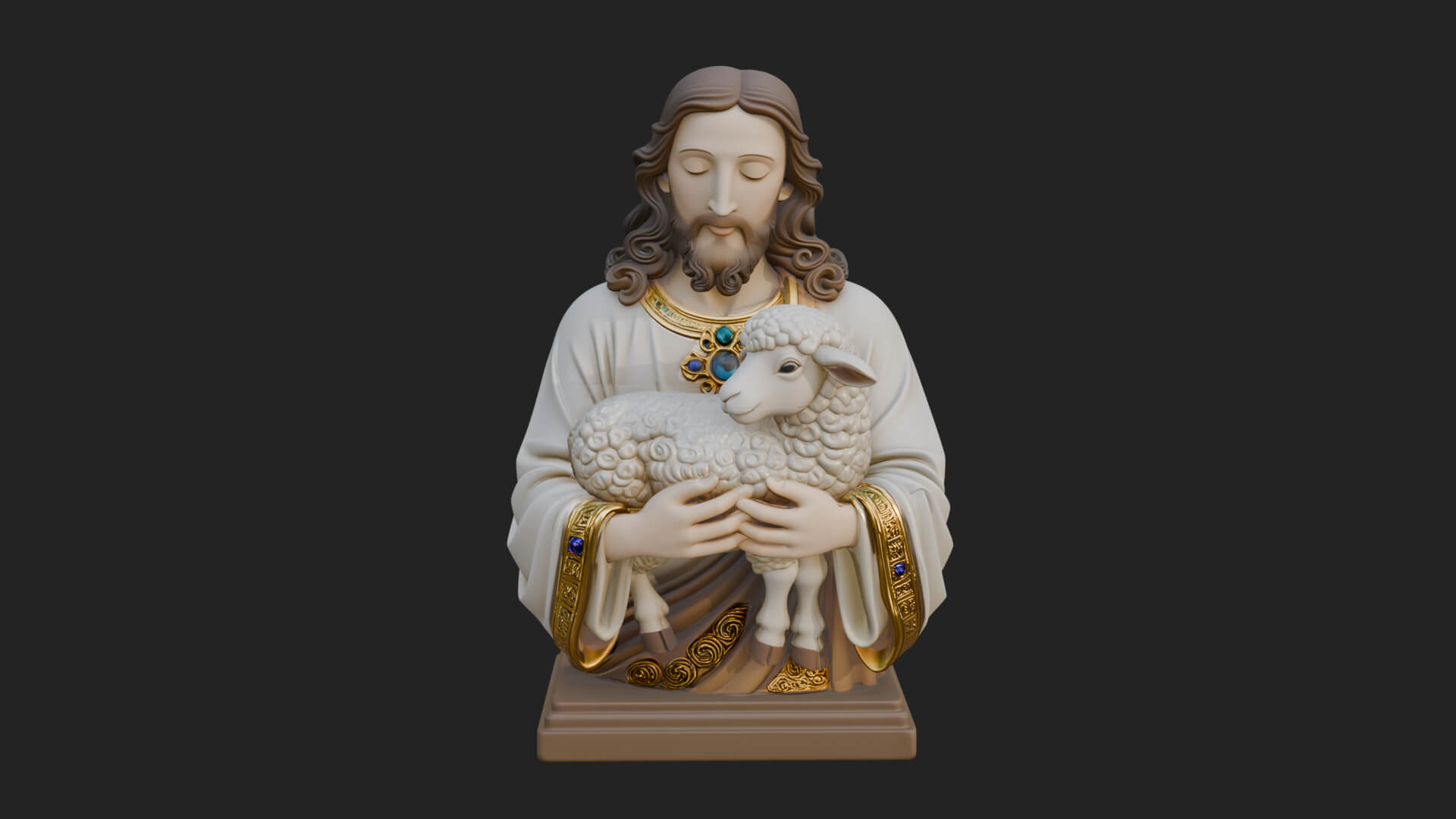 Good Shepherd Lamb Bust Statue Design 3 3D Print Model 3D Model