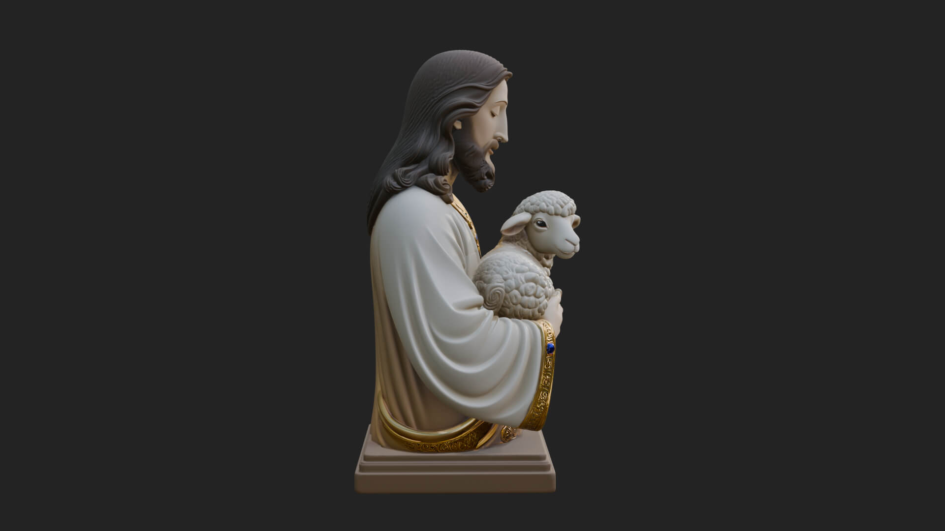 Good Shepherd Lamb Bust Statue Design 3 3D Print Model 3D Model