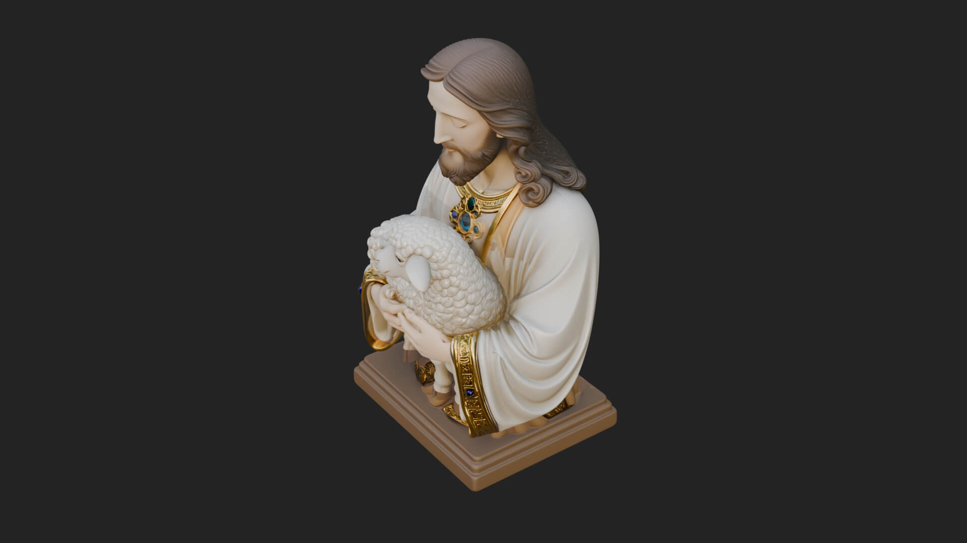 Good Shepherd Lamb Bust Statue Design 3 3D Print Model 3D Model