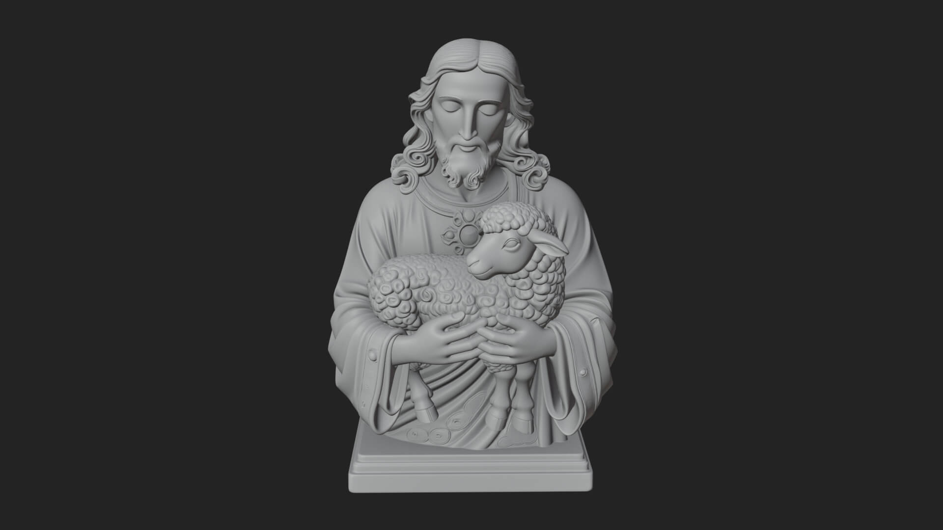 Good Shepherd Lamb Bust Statue Design 3 3D Print Model 3D Model