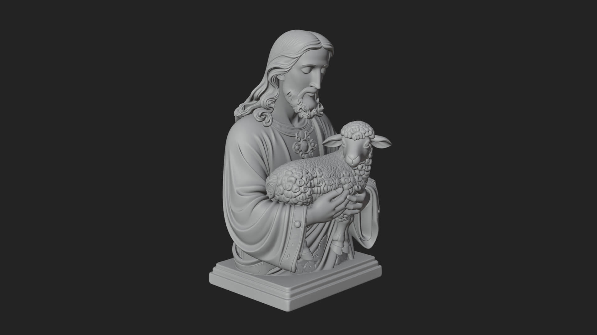 Good Shepherd Lamb Bust Statue Design 3 3D Print Model 3D Model