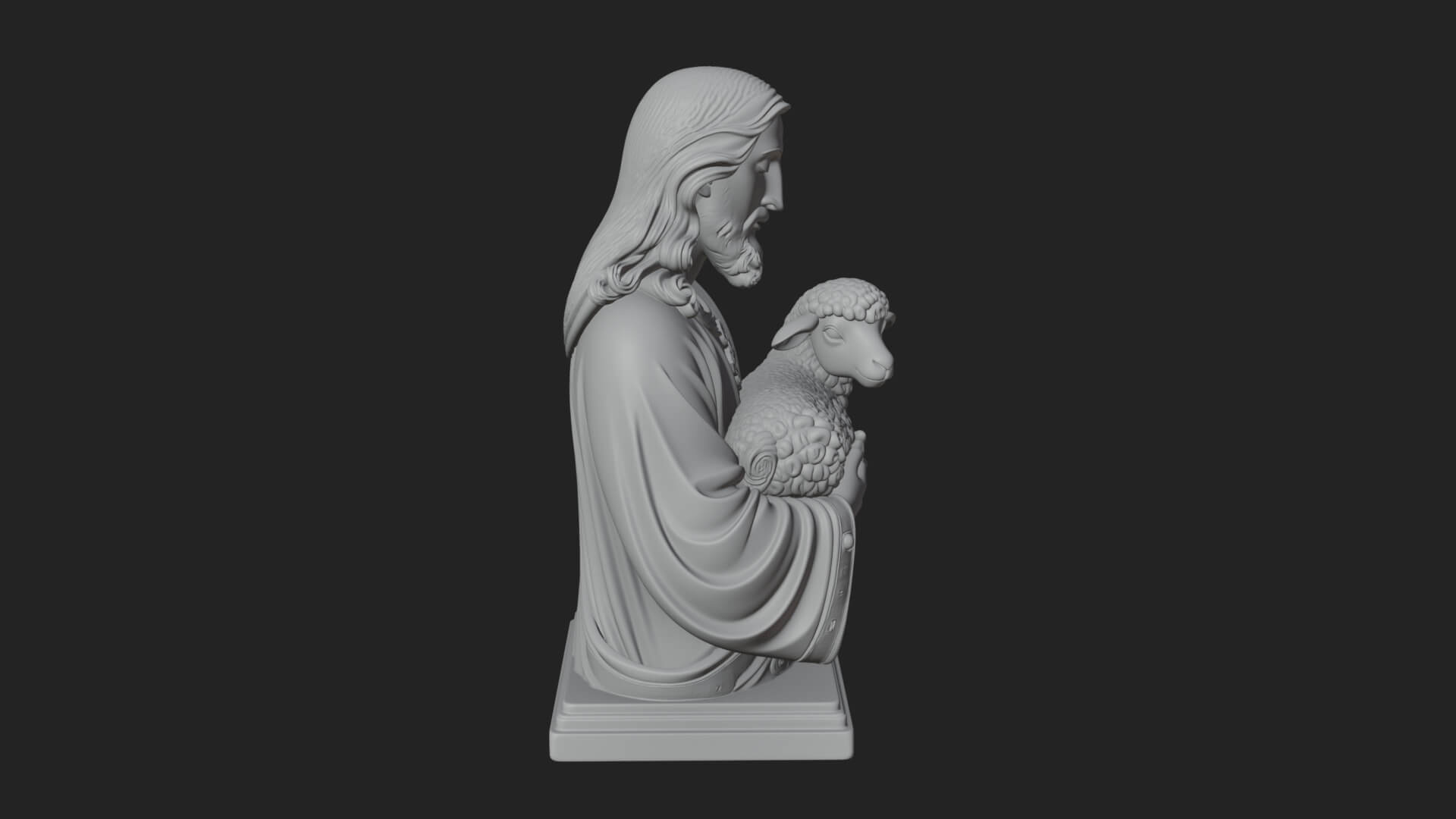 Good Shepherd Lamb Bust Statue Design 3 3D Print Model 3D Model