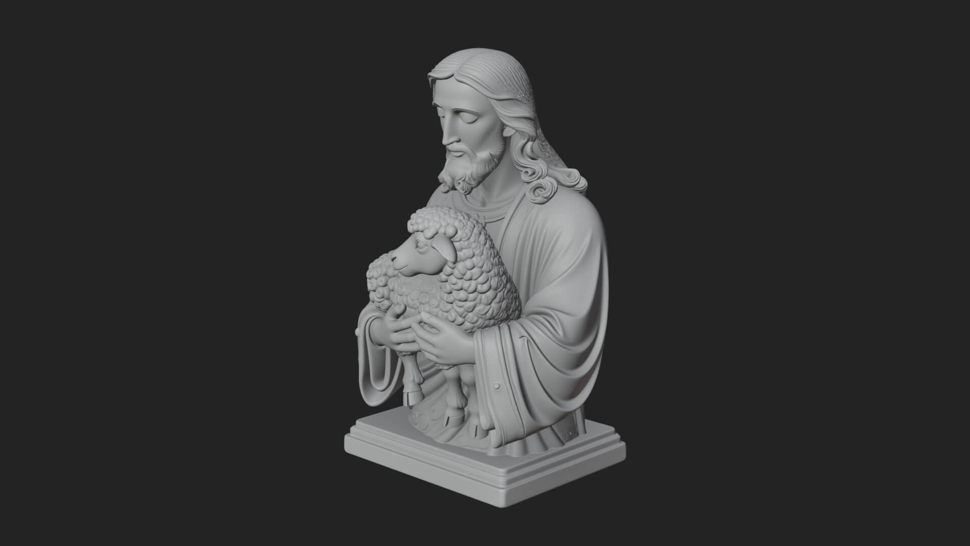 Good Shepherd Lamb Bust Statue Design 3 3D Print Model 3D Model
