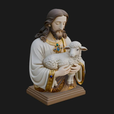 Good Shepherd Lamb Bust Statue Design 3 3D Print Model