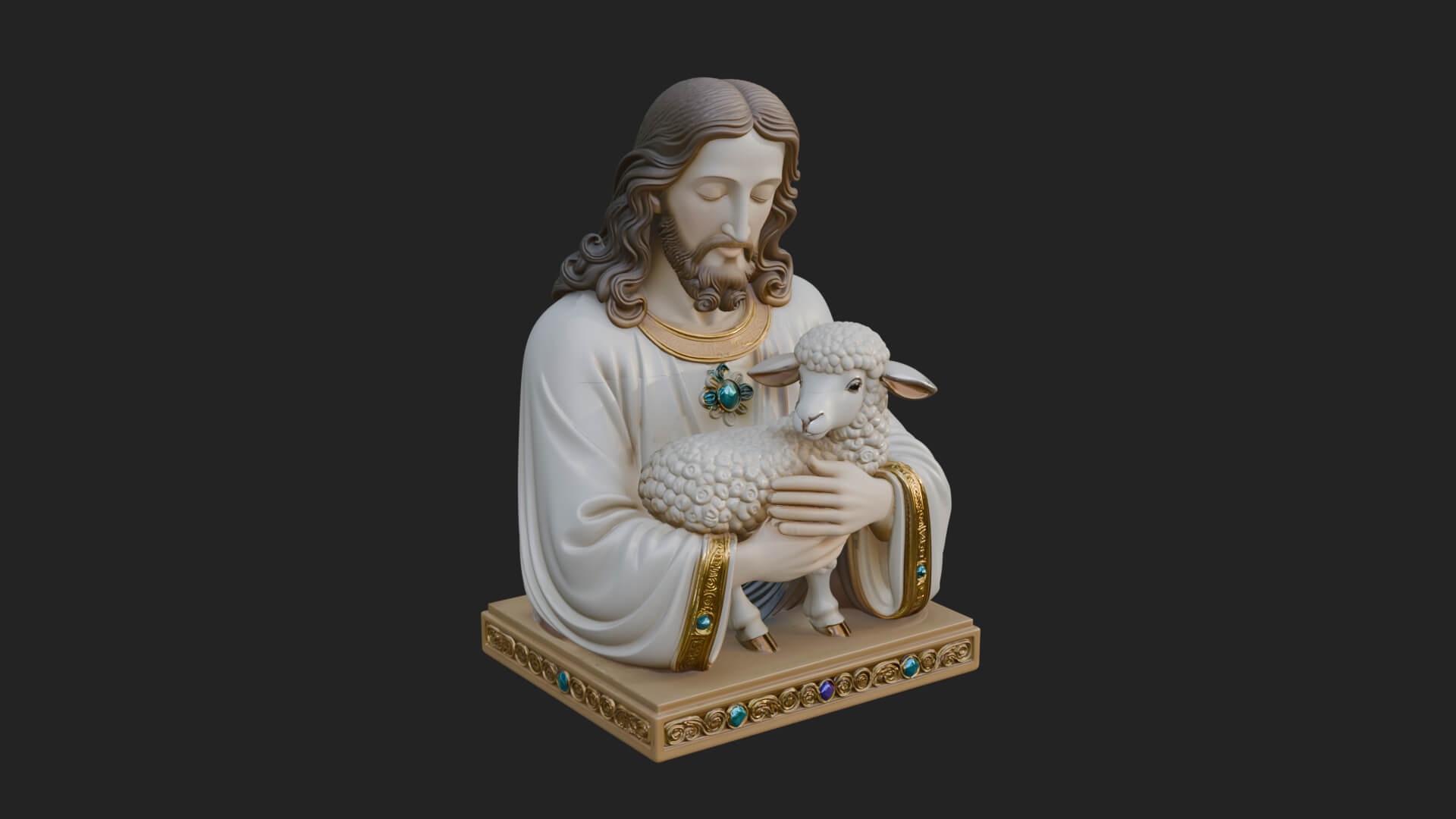 Good Shepherd Lamb Bust Statue Design 4 3D Print Model 3D Model
