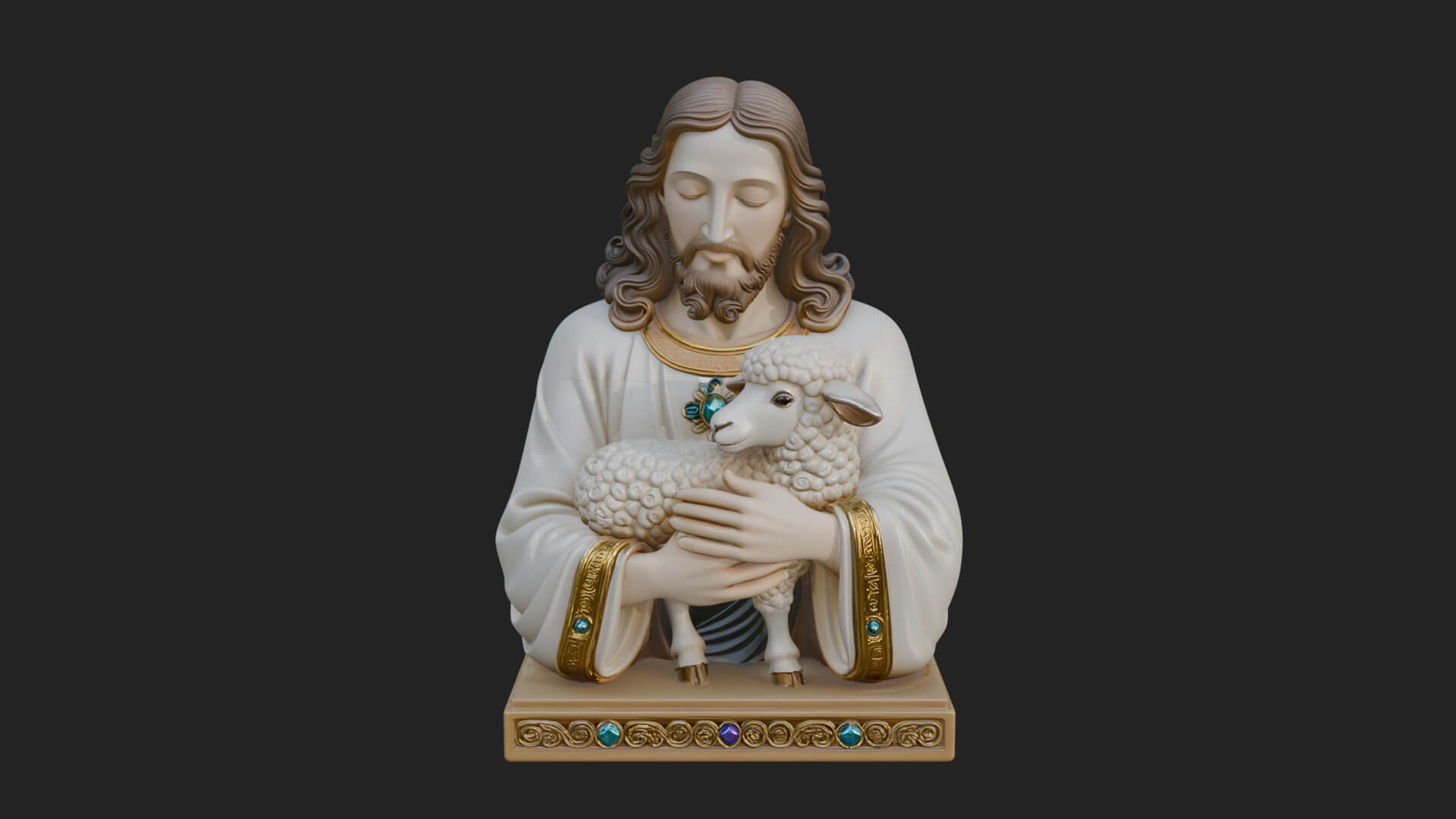 Good Shepherd Lamb Bust Statue Design 4 3D Print Model 3D Model