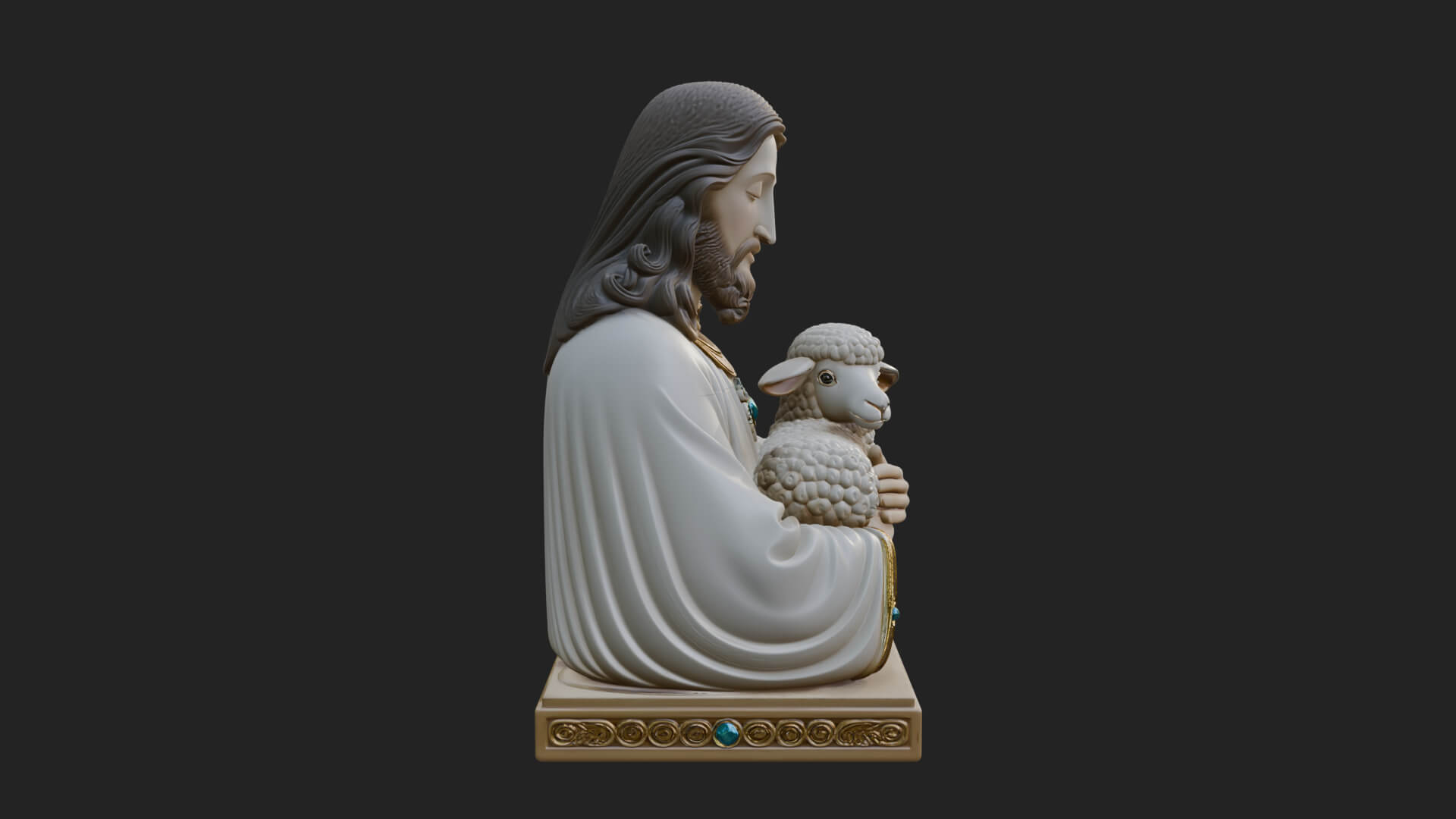 Good Shepherd Lamb Bust Statue Design 4 3D Print Model 3D Model