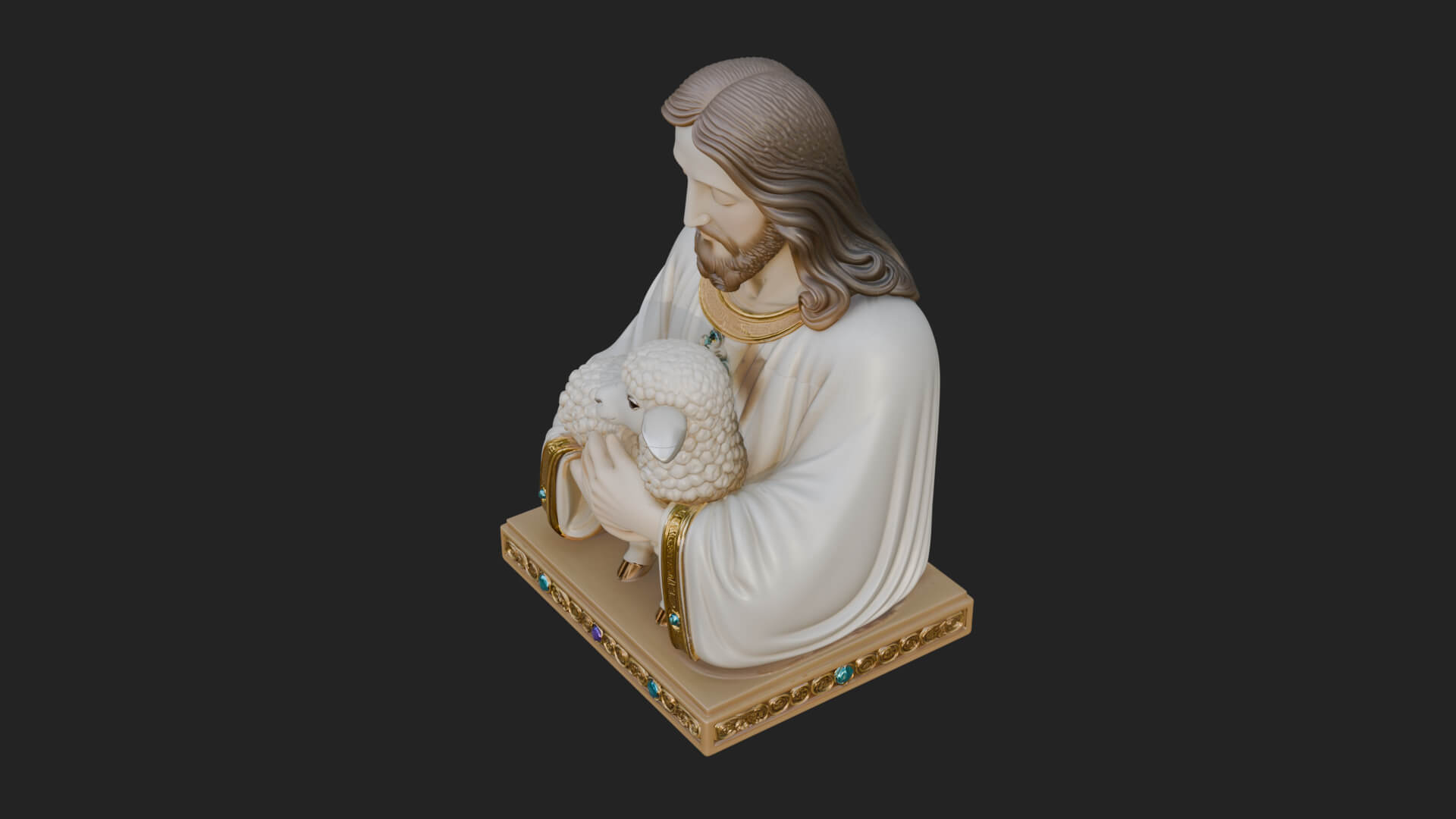 Good Shepherd Lamb Bust Statue Design 4 3D Print Model 3D Model
