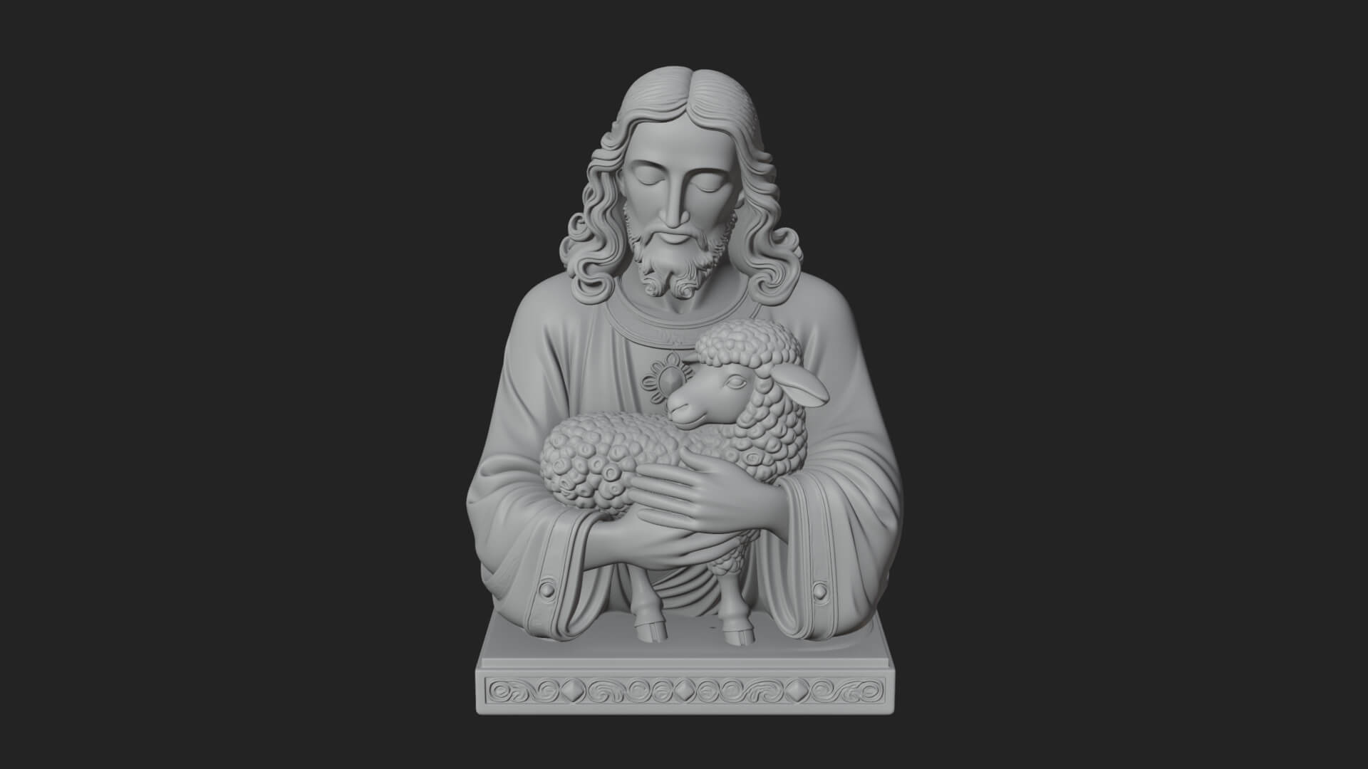 Good Shepherd Lamb Bust Statue Design 4 3D Print Model 3D Model