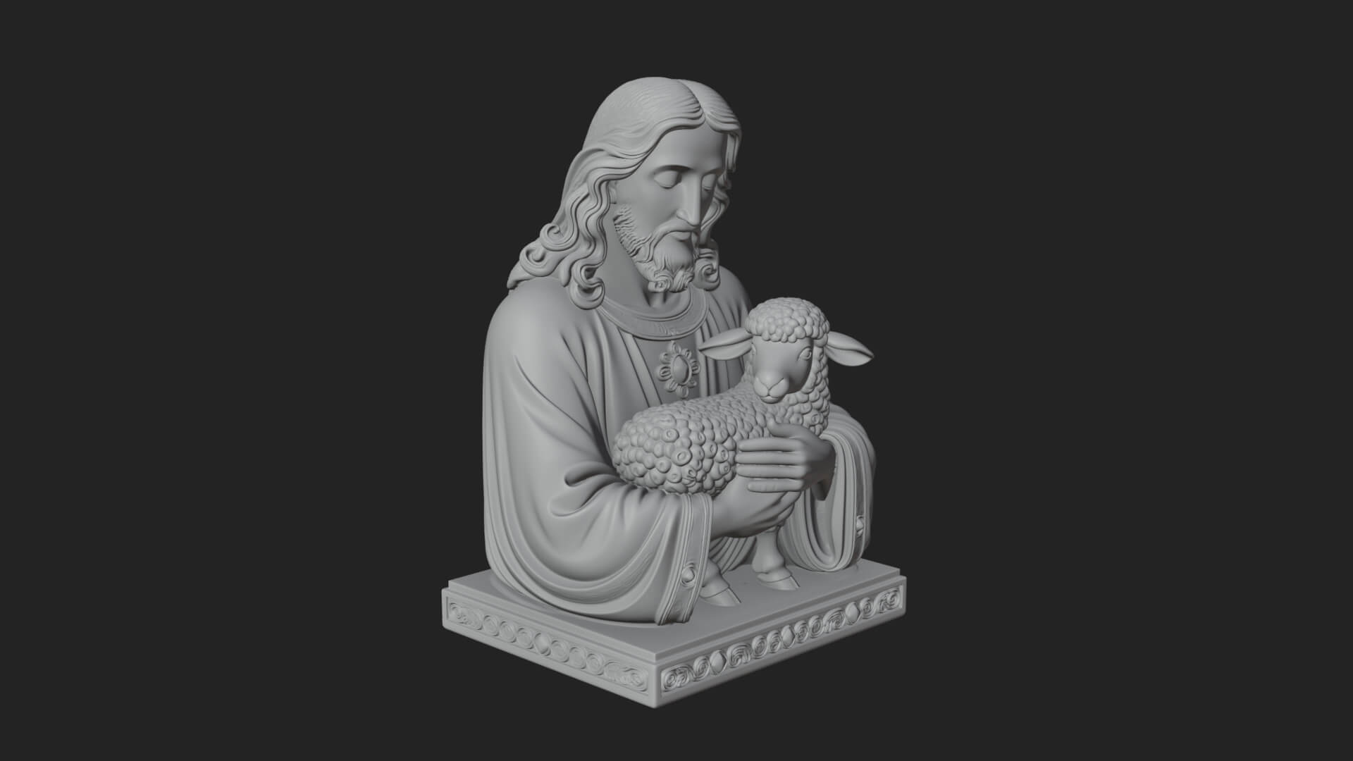 Good Shepherd Lamb Bust Statue Design 4 3D Print Model 3D Model